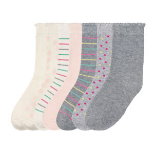 pepperts Dievčenské ponožky, 7 párov (39/42, biela/bledoružová/sivá)