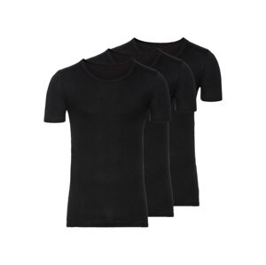 LIVERGY® Pánske spodné tričko, 3 kusy (XL, čierna, okrúhly výstrih)