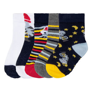 lupilu Chlapčenské ponožky pre bábätká, 5 párov (11/14, zvieratko/námornícka modrá/sivá/žltá/červená)