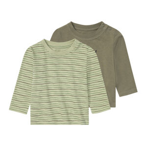 lupilu® Detské tričko s dlhým rukávom, 2 kusy (62/68, zelená/tmavozelená)