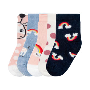 lupilu Dievčenské ponožky pre bábätká, 5 párov (19/22, bledoružová/modrá/námornícka modrá/biela)