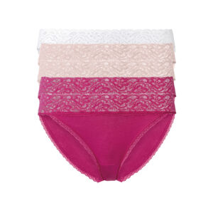 esmara® Dámske nohavičky s čipkou, 5 kusov (M (40/42), bledoružová/ružová/biela)