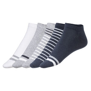 LIVERGY® Pánske členkové ponožky, 5 párov (39/42, sivá/biela/námornícka modrá)