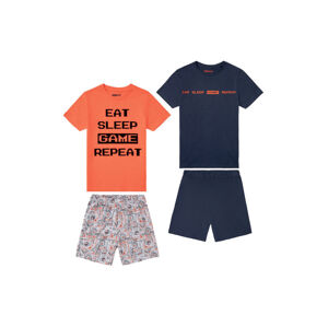 pepperts!® Chlapčenské krátke pyžamo, 2 kusy (134/140, navy modrá/oranžová/sivá)