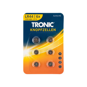 TRONIC® Gombíkové batérie, 6 kusov (alkalické LR44)