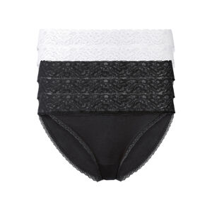 esmara® Dámske nohavičky s čipkou, 5 kusov (L (44/46), čierna/biela)