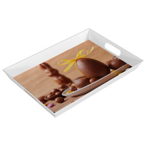ERNESTO® Podnos, 50 x 35 cm (biela/čokoláda)