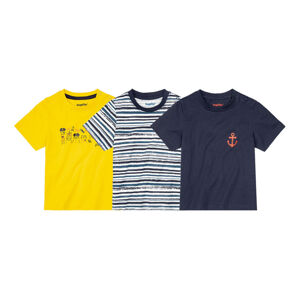 LUPILU® Chlapčenské tričko, 3 kusy (86/92, žltá/modrá)