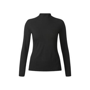 esmara® Dámske rebrované tričko s dlhým rukávom (M (40/42), čierna)