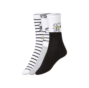 Dámske ponožky, 3 páry (39/42, Snoopy/biela/sivá)