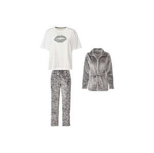 esmara® Dámske pyžamo, 3-dielna súprava (S (36/38), sivá/biela)