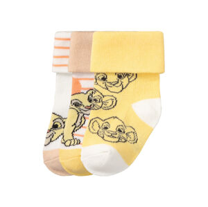 Dievčenské ponožky pre bábätká, 3 páry (19/22, Leví kráľ/biela/béžová/žltá)
