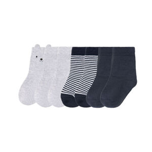 lupilu® Detské ponožky s biobavlnou, 7 párov (19/22, pruhy/sivá/navy modrá/biela)