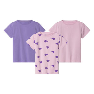 lupilu® Dievčenské tričko, 3 kusy (122/128, fialová/vzor)