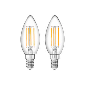 LIVARNO home Filamentová LED žiarovka (sviečka E14, 2 kusy)