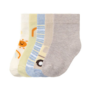 lupilu® Chlapčenské ponožky pre bábätká, 5 párov (19/22, béžová/modrá/biela)