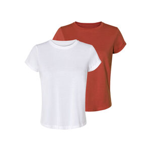 esmara® Dámske tričko, 2 kusy (XS (32/34), biela/oranžovohnedá)