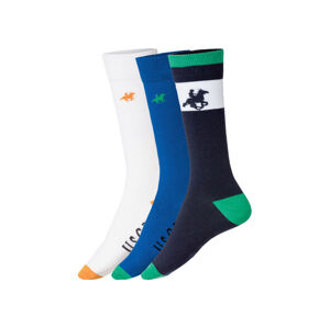 LIVERGY Pánske ponožky, 3 páry (43/46, navy modrá/biela/oranžová/modrá)