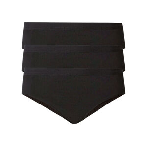 ESMARA® Dámske rebrované bedrové nohavičky, 3 kusy (S (36/38), čierna)