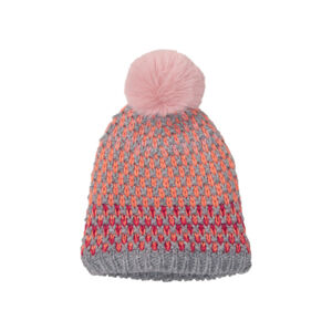 CRIVIT Detská pletená čiapka (152/164, ružová/sivá)