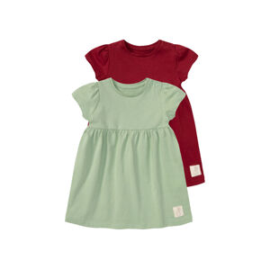 lupilu® Dievčenské šaty pre bábätká s BIO bavlnou, 2 kusy (62/68, červená/zelená)