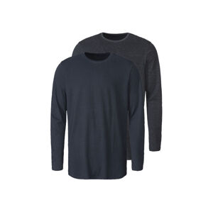 LIVERGY® Pánske tričko s dlhým rukávom, 2 kusy (XL (56/58), navy modrá)