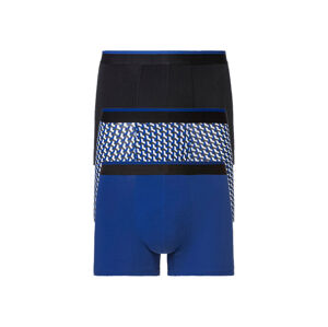 LIVERGY® Pánske boxerky, 3 kusy (XL, čierna/modrá)