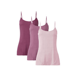 esmara® Dámsky top s úzkymi ramienkami, 3 kusy (XS (32/34), ružovofialová/ružová/bledoružová)