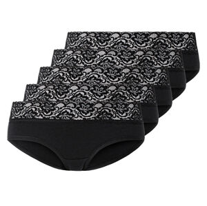 esmara® Dámske bedrové nohavičky s čipkou, 5 kusov (XS (32/34), čierna)