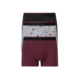 LIVERGY® Pánske boxerky, 3 kusy (XL, čierna/červená/bordová)