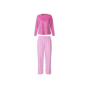 esmara® Dámske plyšové pyžamo (XS (32/34), pruhy/ružová)