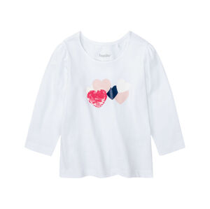 lupilu® Dievčenské tričko s dlhým rukávom (110/116, biela)