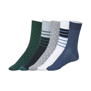 LIVERGY® Pánske ponožky s BIO bavlnou, 5 párov (43/46, čierna/sivá/zelená/navy modrá/modrá)