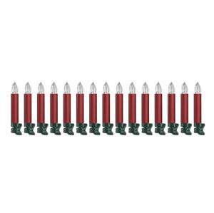 LIVARNO home Bezkáblové LED sviečky na vianočný stromček, 15 kusov (červená metalická)