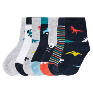 lupilu Detské ponožky, 7 párov (19/22, dinosaurus/sivá/biela/modrá)