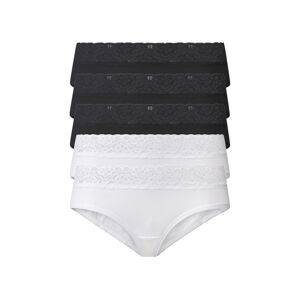 esmara® Dámske bedrové nohavičky s čipkou, 5 kusov (S (36/38), čierna/biela)