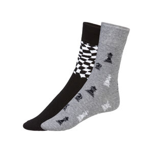 Dámske/pánske ponožky, 2 páry (35/38, sivá/čierna/vzor)