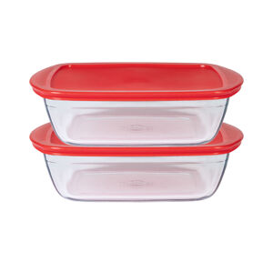 Pyrex® Daily Súprava sklenených dóz na potraviny, 2-dielna (červená)