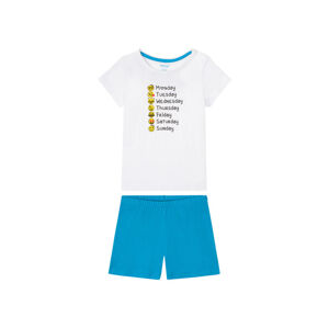 Dievčenské pyžamo s biobavlnou (122/128, biela/modrá)