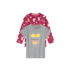 lupilu® Dievčenská súprava tričiek, 2-dielna (98/104, červená/sivá)