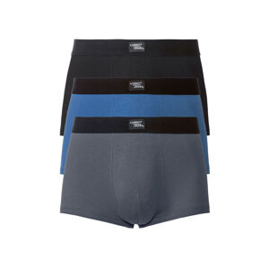 LIVERGY® Pánske bavlnené boxerky, 3 kusy (M, čierna/modrá/tmavomodrá)