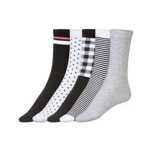 esmara® Dámske ponožky, 5 párov (39/42, biela/čierna)