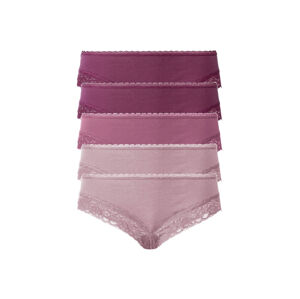 esmara® Dámske nohavičky s čipkou, 5 kusov (S (36/38), fialovoružová/ružová/bledoružová)