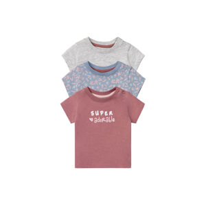 LUPILU® Detské bavlnené tričko pre bábätká BIO, 2 kusy (74/80, bledoružová/modrá/šedá)