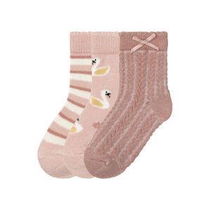 lupilu® Dievčenské ponožky pre bábätká, 3 páry (19/22, labuť/ružová/bodky)