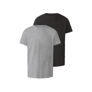 LIVERGY® Pánske bavlnené tričko, 2 kusy (XL (56/58), čierna/sivá)