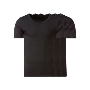 LIVERGY® Pánske tričká z jemnej rebrovitej pleteniny, 3 kusy (XL, čierna, okrúhly výstrih)