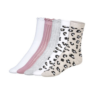 esmara® Dámske ponožky, 5 párov (35/38, biela/sivá/béžová/bledoružová)