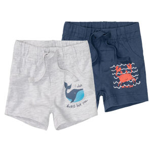 lupilu® Chlapčenské šortky pre bábätká, 2 kusy (50/56, sivá/navy modrá)