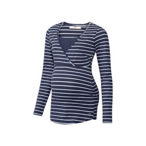 bellybutton Dámske tehotenské tričko s dlhým rukávom (42, pruhy/navy modrá/biela)